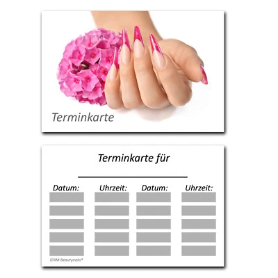 RM BEAUTYNAILS 50 Terminkarten Nageldesign Nagelstudio 55x85mm Terminkarte Nägel Fingernagel