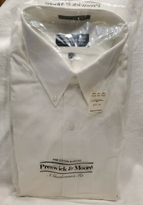 Preswick & Moore Mens Long Sleeve Dress Shirt White X Large XL NEW NIP