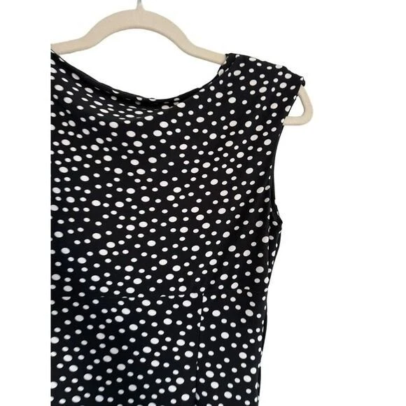 Evan Picone Faux Wrap Black and White Polka Dot Dess Size 8 - Image 4 of 4