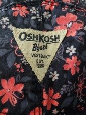 12m Osh kosh B'gosh Girls Navy And Pink Floral Kids Vintage Overalls Vestbak