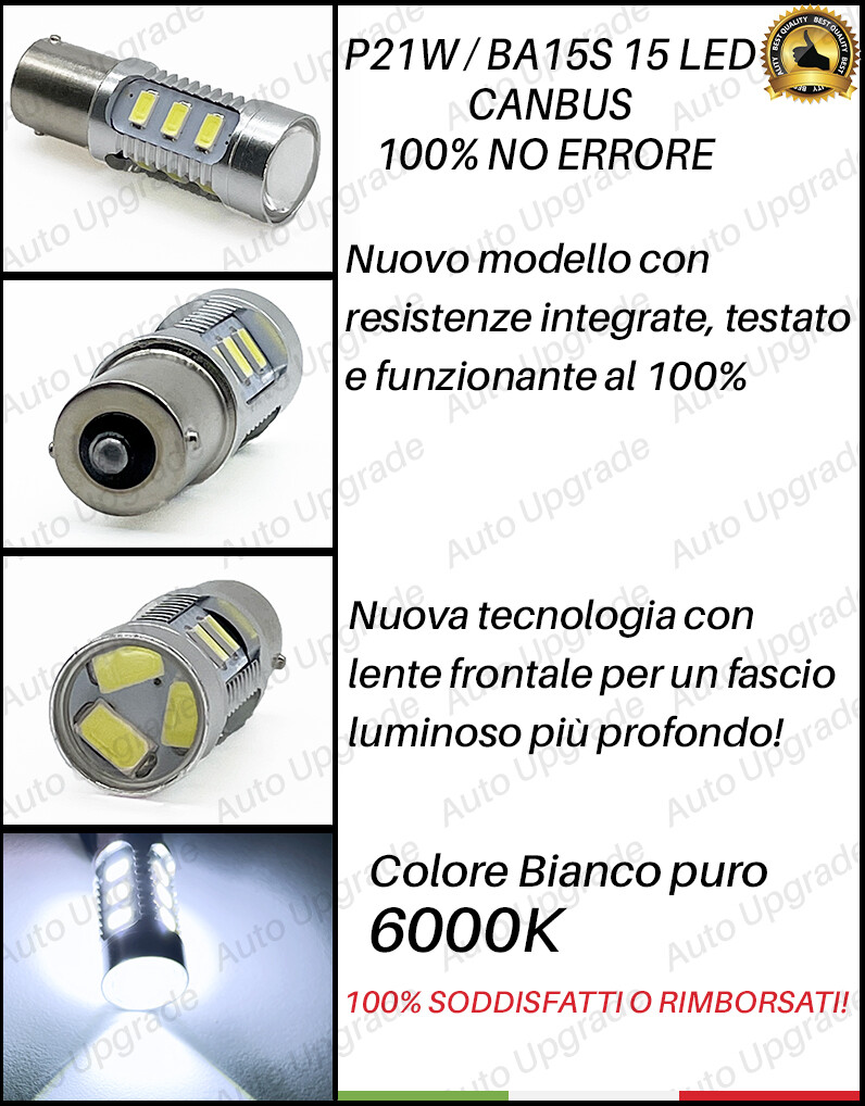 Lampadina Retromarcia LED P21W Per Fiat Panda 169 - 6000K, Canbus, 21 LED - Foto 3