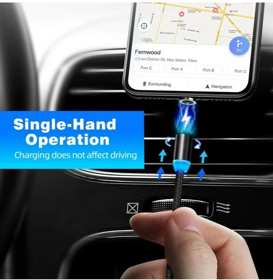 Magnetic Charging Cable (4-Pack 3ft/3ft/6ft/6ft) Micro USB Type C i-Product 12-T - Image 2 of 4