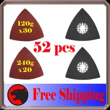 52 Pc Triangular Sanding Kit Oscillating Multi Tool Pad sanding paper loop and h