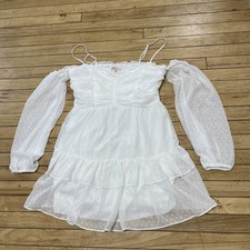 City Studio Romantic Dress White Peasant Sleeve Off-Shoulder XL Ruffle Feminine