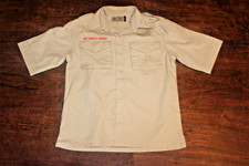Boy Scouts of America BSA Youth Shirt Tan Medium Removed Patches Short Sleeve