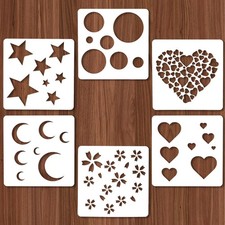 6 PCS Heart Star Circle Stencils Painting Reusable Acrylic Art Template Set
