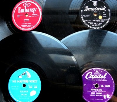 E411/ JUKEBOX-ROCK-HITS-Gene Vincent-B. Haley-Don Lang-D.Ross-4x Schellack 78rpm