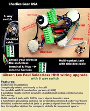 Les Paul Solderless 3 Pickup Wiring Upgrade -Short-Shaft Pots + 6 Way Switch