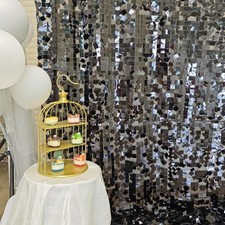 Black Shimmer Sequin Backdrop for Party 8ft 8ft 1 Panel Square