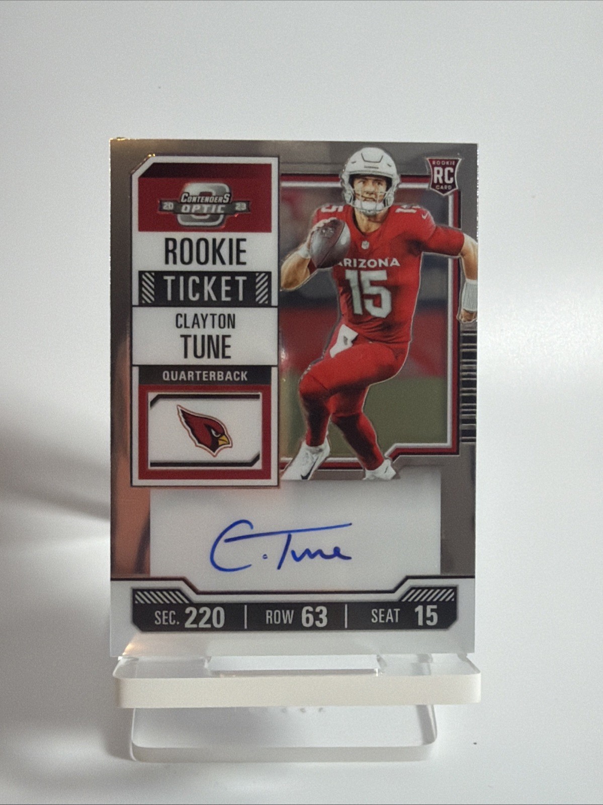 2023 Panini Contenders Optic Rookie Ticket Clayton Tune #106 Rookie Silver Auto
