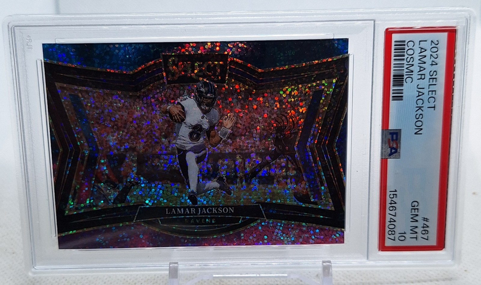 LAMAR JACKSON 2024 SELECT FOOTBALL COSMIC FIELD LEVEL No.467 PSA GEM 💎 MINT 10