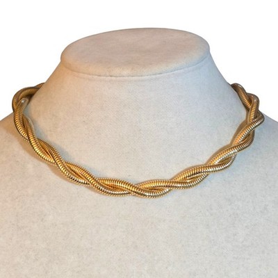 VINTAGE MONET SNAKE CHAIN TWISTED CHOKER NECKLACE SIGNED | eBay