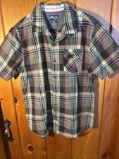O  Neill Classic Fit Button Up S/S Earth tones Shirt M Orig. Surf Brand Vintage