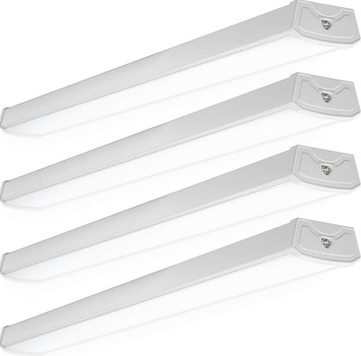 Sunco 4 Pack LED Wraparound Light Fixture 4FT, Garage Ceiling Lights, Linkable 4