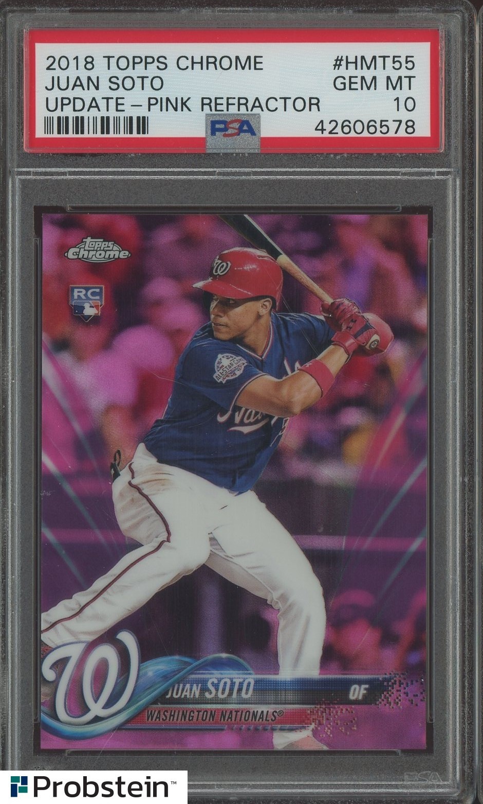 2018 Topps Chrome Update Pink Refractor #HMT55 Juan Soto RC Rookie PSA 10