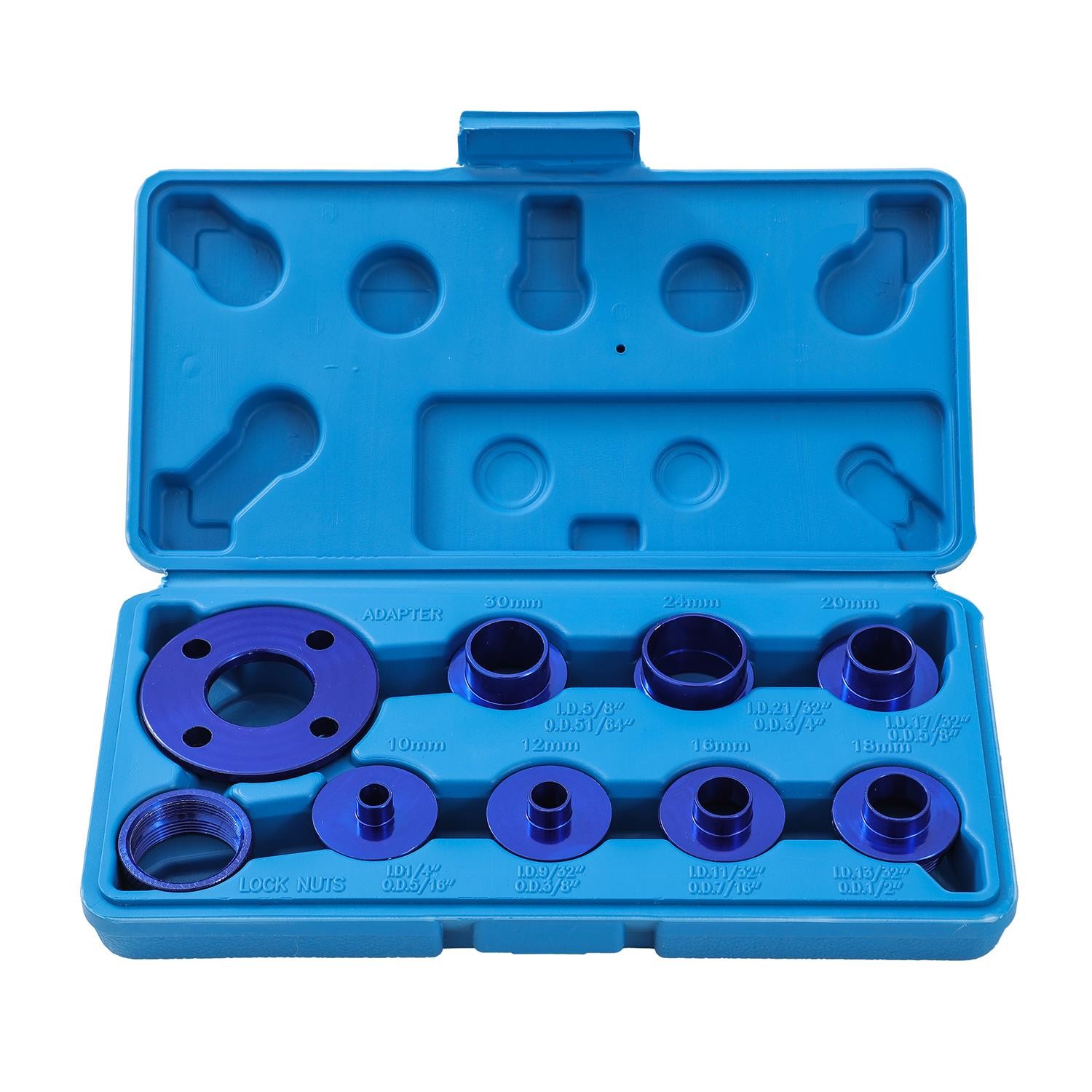 KATSU 10Pc Router Guide Bush Set Aluminium Template Bushing Kit Metric + Case Uk