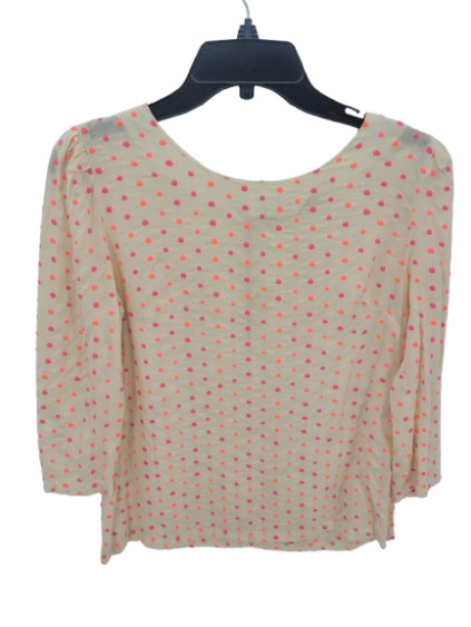 Top Isato Anthropologie para mujer XS marfil rosa neón naranja lunares artístico boho