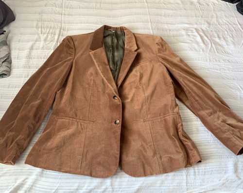 Sears Roebuck, CLASSIC FASHIONS SEARS ROEBUCK sz 16 Tan Lined VELVET blazer Jacket POCKETS