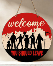 Halloween Door Sign Decoration Hanging Wooden Wall Decor