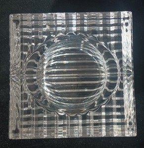 Vintage Vide Poche French Cut Crystal Trinket Dish Candle Holder Tea Light 4"