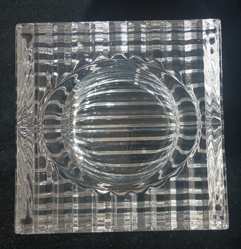 Vintage Vide Poche French Cut Crystal Trinket Dish Candle Holder Tea Light 4"