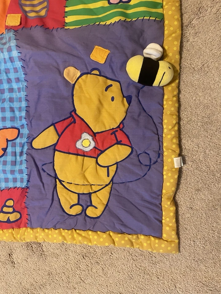 VTG DISNEY BABY WINNIE THE POOH PIGLET TIGGER TUMMY ACTIVITY BLANKET W/ RATTLE - Image 4 of 4