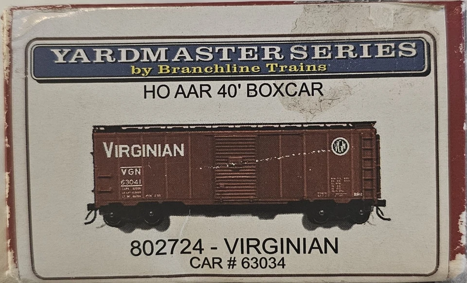 Branchline Yardmaster HO Scale Virginian AAR 40' Box Car 802724 VGN 63034 - Image 2 of 4