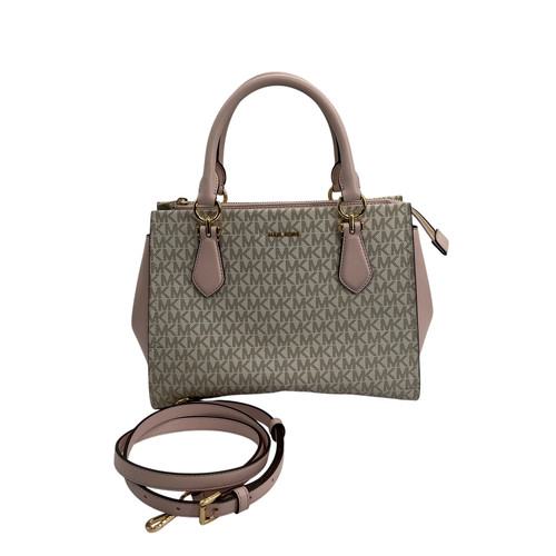 Michael Kors Women Marilyn Signature Logo Satchel Vanilla/Soft Pink OS