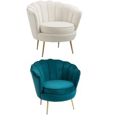 HOMCOM Poltrona Design Vintage in Velluto Poltroncina Rétro da Camera