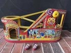 Vtg J. Chein Tin Litho Wind-Up Toy Roller Coaster 2 Cars Carnival Circus Parts