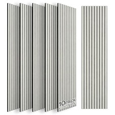 Large Acoustic Panels 48"x12"x0.4" 10 Acoustic Panels with Felt 10 Pack White