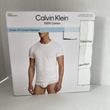 Image of Calvin Klein Men's 3-Pack Crew Neck Cotton T-shirt White M Classic Fit