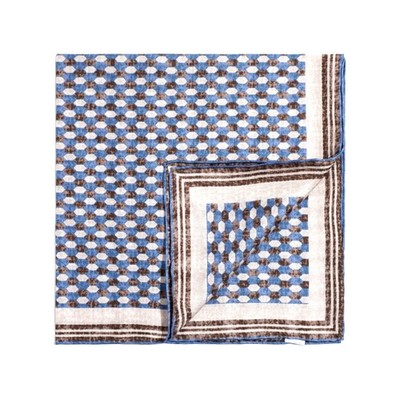 Men's 100% Silk Twill Handkerchief Denim color &brown Pocket Square 21'' 53cm