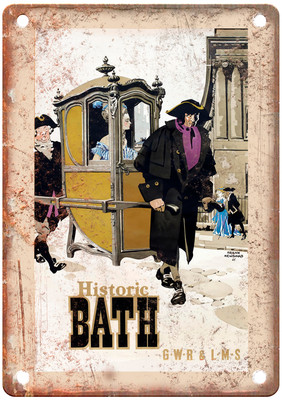 NEWBOULD Frank Historic Bath GWR & LMS 1946 Travel Poster Retro Look Sign T2192