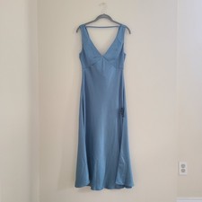 Lulus Blue Satin Cowl Back Dress, Medium