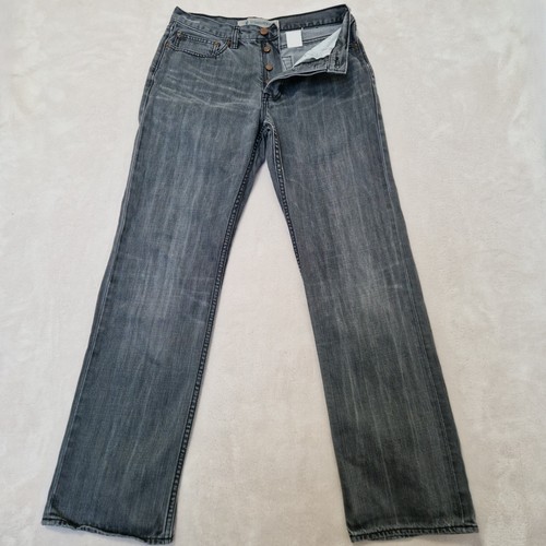 Pantalones de mezclilla GAP para hombre 30x32 negros calce recto tiro medio descolorido botón mosca - Imagen 3 de 12