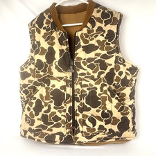 Vtg Walls Blizzard Pruf Reversible Duck Camo Hunting Vest Mens XL Made in USA