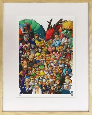 Movic Golden Gouache!! & Raiku signierter Druck Illustrationstafel mit Rahmen...