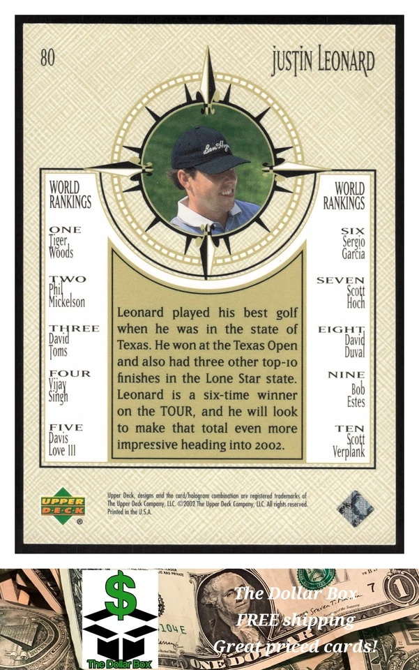 2002 Upper Deck Silver #80 Justin Leonard - none - Image 2 of 2