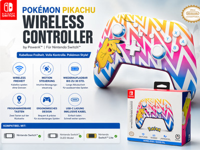 Wireless Controller Pokemon Power A | Nintendo Switch Gamepad | Pikachu NEU OVP