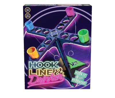 Hook Line & Hydration Party Game   Fun Ring Toss Game 13'' Tower 21+ Shot Glasses