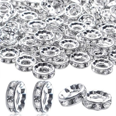 Bronagrand 100Pcs Rhinestone Spacer Beads for DIY Jewelry Making