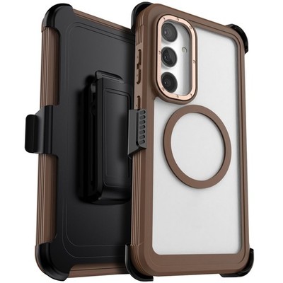 For Samsung Galaxy S24/S24+/S24 Ultra/FE Clear Brown Transparent Case Clip Cover