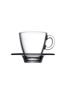 Aqua Service CappuccinoTassen mit Teller, Glas, Transparent, 6 Stück
