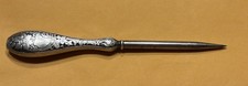 Antique Art Nouveau Repousse Sterling Handle Awl/ Punch Stiletto Sewing Tool