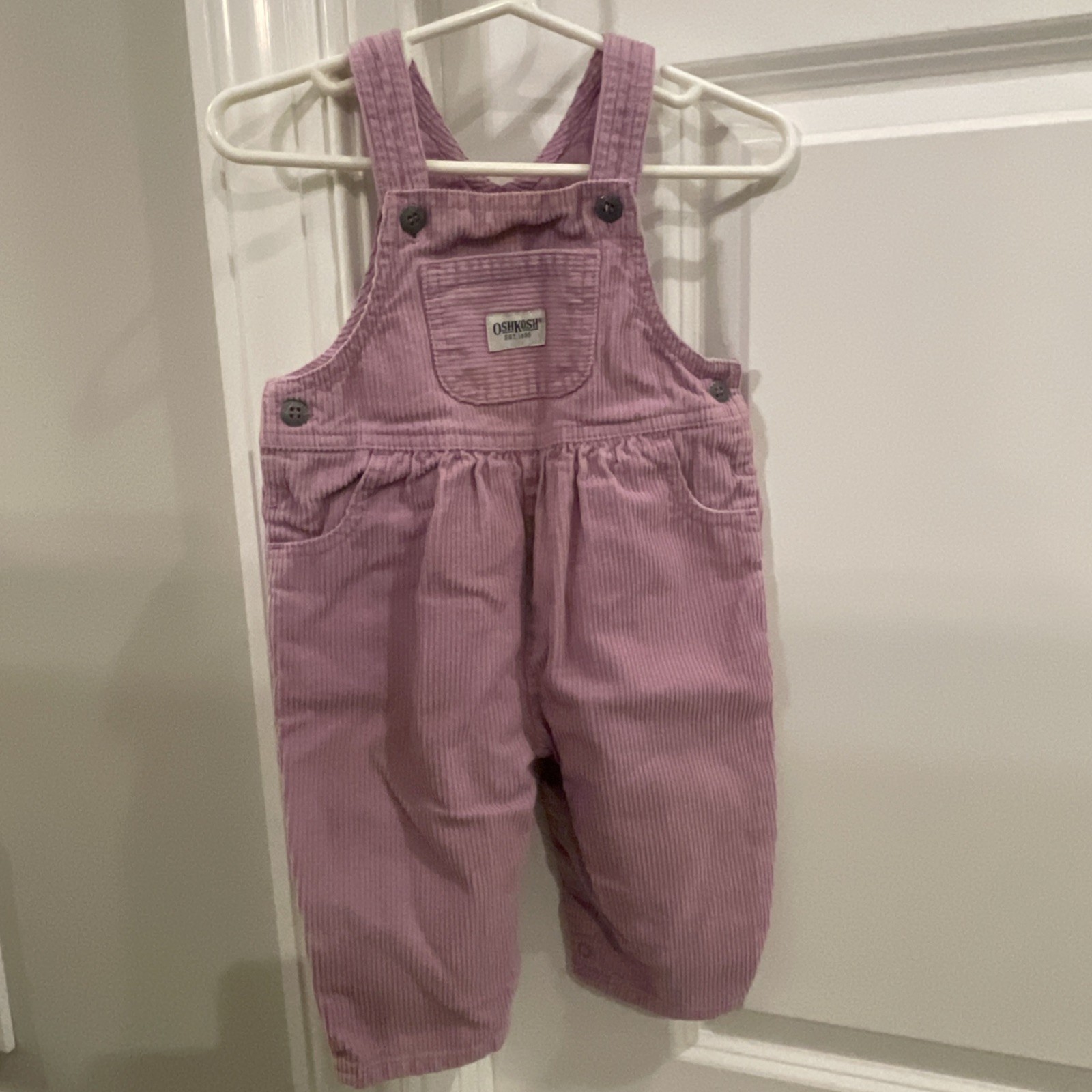 Vintage 90’s OshKosh B’Gosh Vestbak Light Purple Corduroy Overall Girls Sz 12 Mo