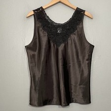 Vintage Cinema Etoile Size Large Black Lingerie Satin Top Romantic Gothic Lace