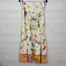 Calypso St. Barth Party Time Linen Blend Novelty Print Maxi Skirt NWT