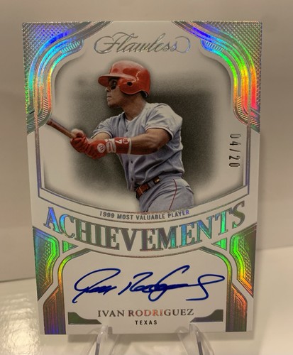 Ivan Rodriguez Panini Flawless Achievements Blue Ink Auto /20 HOF SSP Rangers
