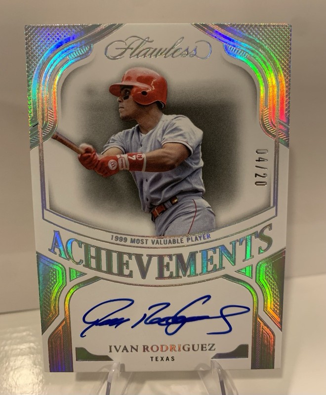 Ivan Rodriguez Panini Flawless Achievements Blue Ink Auto /20 HOF SSP Rangers